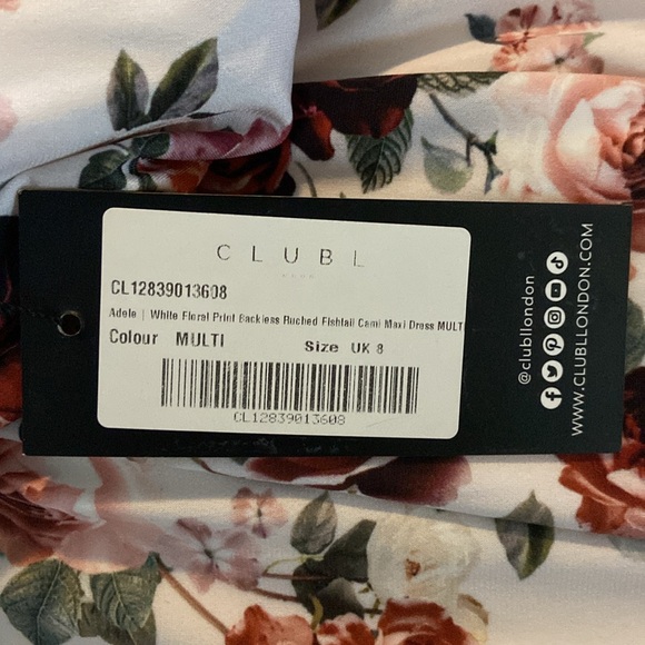 White cami Maxi Dress with Floral Pattern - Picture 5 of 5